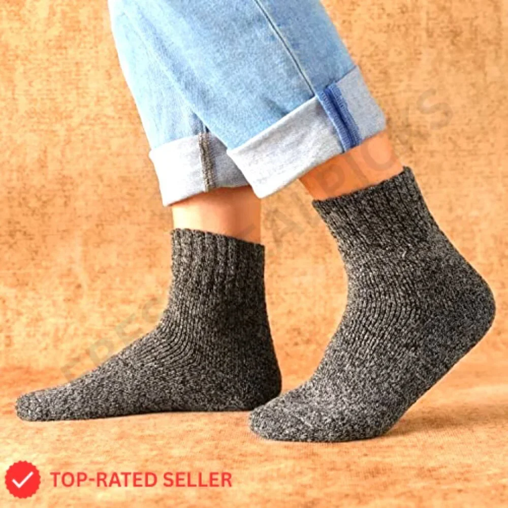 Wool Crew Socks Thick Knit Thermal Cozy Winter Boot Hiking Outdoor Unisex